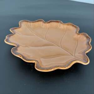 Cindy Crawford Harvest Leaf Platter Brown Stoneware Ceramic Autumn Fall Plate